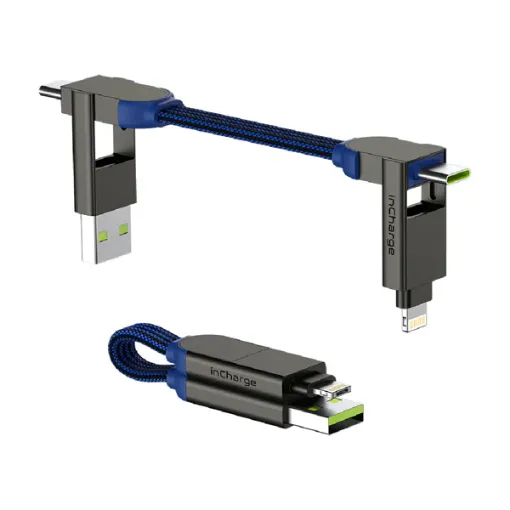 صورة  Rolling Square InCharge X 100W 6 in 1 Charging Cable 0.25ft -BLUE