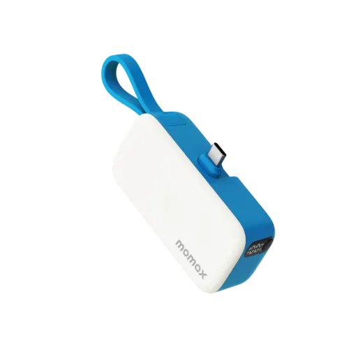 صورة MOMAX 1-POWER MINI 5000mAh 3IN1 POWER BANK WITH USB-C PLUG (Blue)