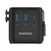 صورة MOMAX 1-WORLD 25W 3 PORT WITH BUILT-IN USB-C CABLE AC TRAVEL ADAPTOR - BLACK