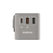 صورة MOMAX 1-WORLD 70W GAN 3 PORT WITH BUILT-IN USB-C CABLE AC TRAVEL ADAPTOR (Grey)