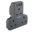 صورة MOMAX 3-OUTLET T-SHAPED EXTENSION SOCKET WITH USB-(US6UKE)-BLACK