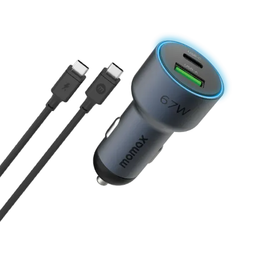 صورة MOMAX MOVE 67W DUAL PORT CAR CHARGER+ 1MTR 100W C TO C CABLE