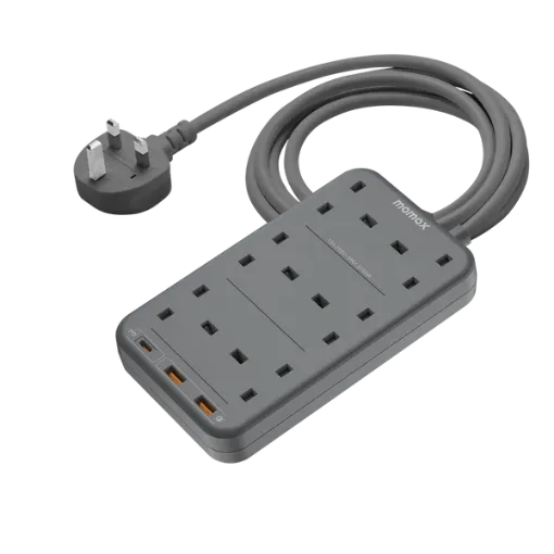 صورة MOMAX ONEPLUG 6 OUTLET CUBE EXTENSION SOCKET WITH USB (Grey)