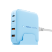 صورة MOMAX ONE PLUG PD 70W GAN 4 PORTS DESKTOP CHARGER UK Color: BLUE