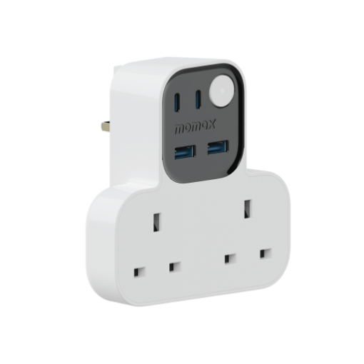 صورة MOMAX 1-Charger Work Flow T-Shaped Extension 2 Socket with USB